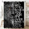 Inspiring Black White Lion Shower Curtain Set Perfect For Bathroom Decor With Quote 'It'S Not Over When You Lose It'S Over When