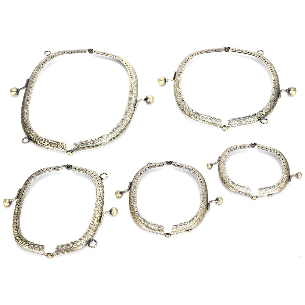 5Pcs Arc Shape Metal Purse Frame Bronze Embossed Clutch Frame  For Wallet Sewing