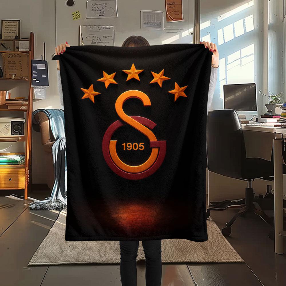 Galatasaray Spor Kulübü Printed Flannel Blanket, soft throw for bedroom sofa, washable, fan merchandise, great gift.