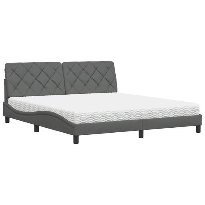 VidaXL Lit avec matelas gris foncé 180x200 cm tissu 3310756