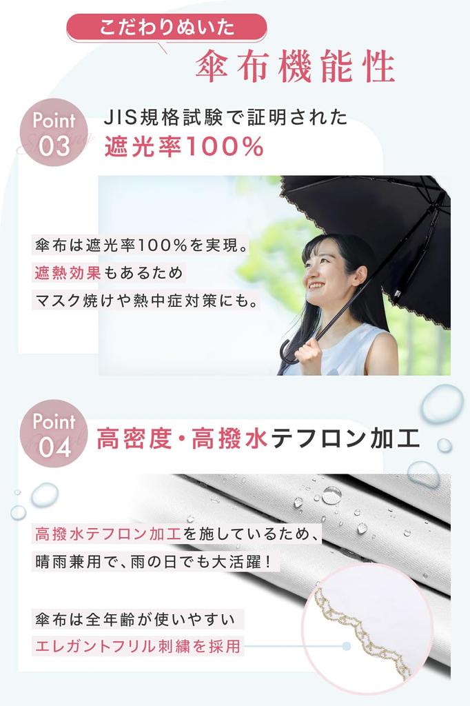 Elegant Ruffle Embroidery Folding UV JIS Certified by a Domestic Complete for Both Sunny and Rainy for 180g Classic Parasol, Umbrella,