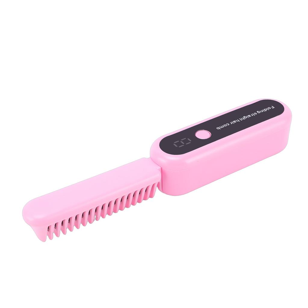 Portable Cordless Anion Hair Straightener Brush Folding Rechargeable 9 Temp Settings Hair Straightener Comb