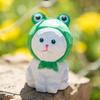 Solid Wood Painted Cartoon Cat Sculpture Handmade Hand Engraving Cat Decorations  Girls