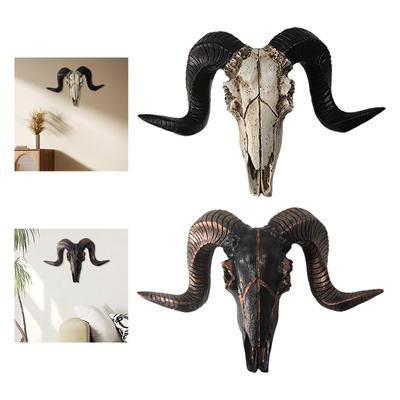Sheep Head Statue, Figurine Retro Style, Art 3D Sheep Head Sculpture, Decorative Ornament for Home Decoration Gallery Holiday