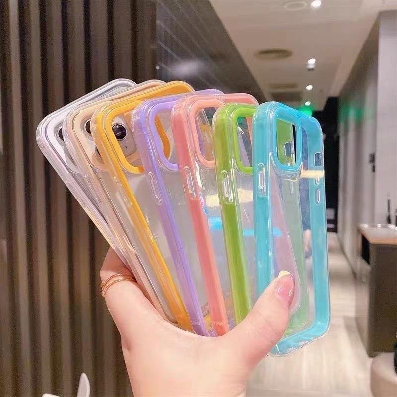 Fashion Transparent Phone Case for Iphone 11 12 13 14 15 Pro Max XS X XR Max 7 8 Plus SE 2020 Mini Candy Bumper Back Cover