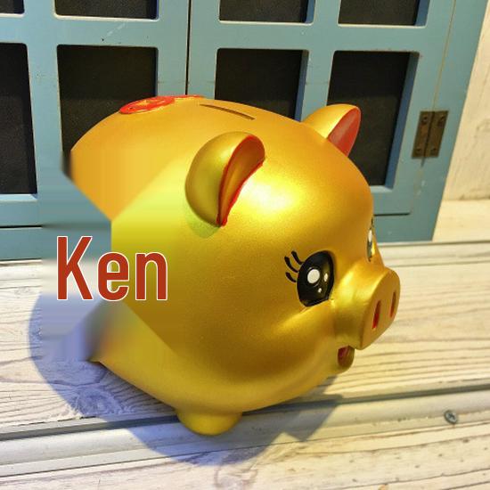 Grande Porquinho Mealheiro Dourado Desenho Animado Pote de Poupança