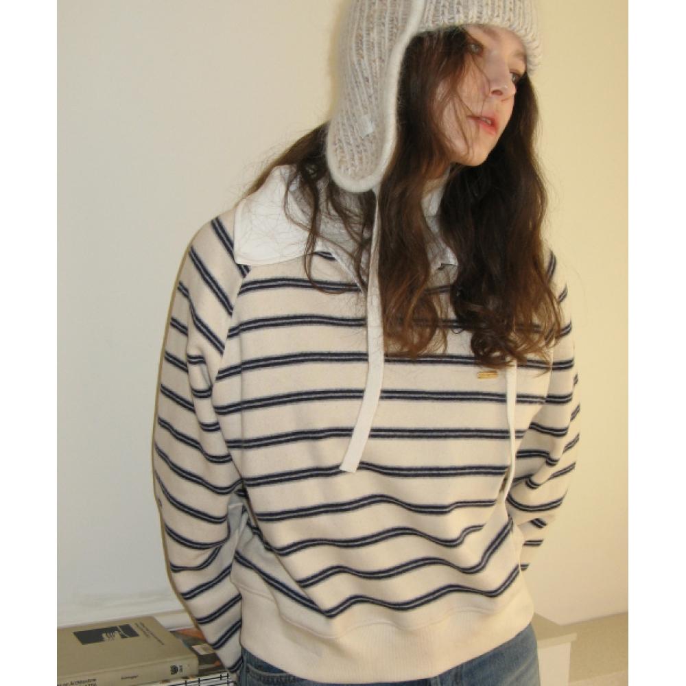 

Letter From Moon Elloy Stripe Rugby Sweatshirt Ivory FREE