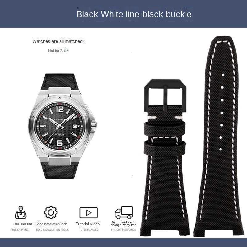 Curea de ceas din piele și nailon cu bază Pentru seria IWC Engineer IW500501 IW378507 IW323601 Curea de ceas pentru bărbați 28mm Decupaj Brățară din pânză