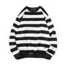 Stribet crewneck sweatshirt til mænd i polyesterstof til efterårets udendørsstil