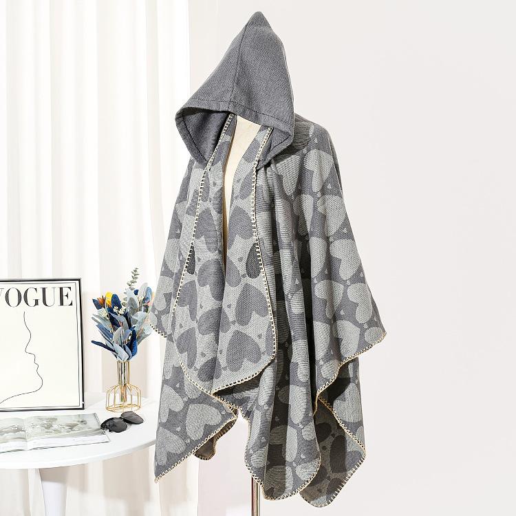 Knitted Split Shawl Thermal Hooded Cape Cape Knitted Shawl Women