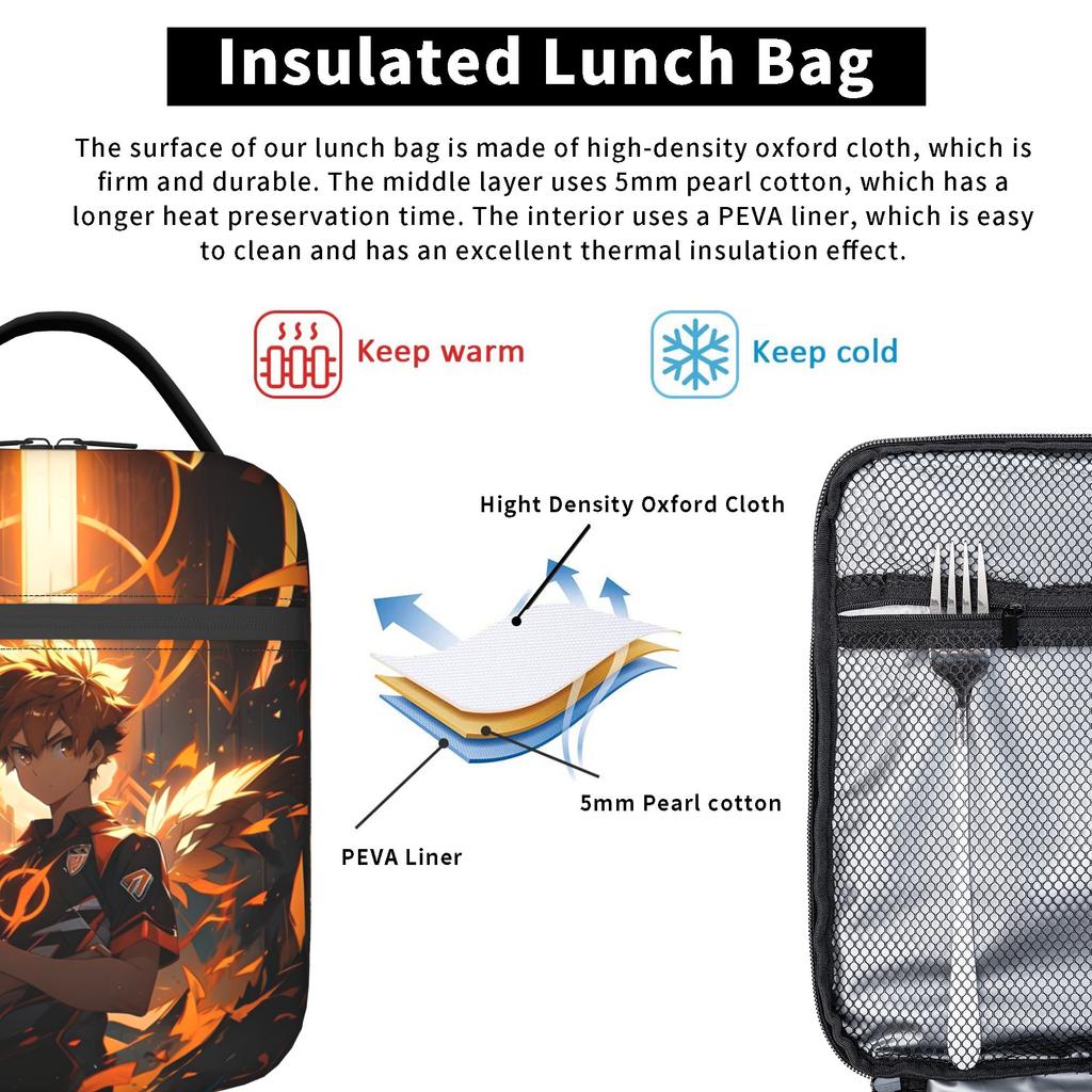 Hinata Shoyo Haikyuu  Insulated Lunch Bag Thermal Bag Reusable,Meal Container  High Capacity Tote Lunch Box Food Handbags