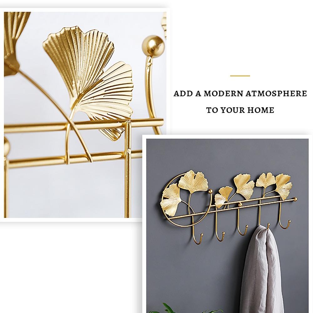 Ginkgo Leaf Shape Wear-resistant Wall Mounted Key Holder Metal Stoarge Hanger Door Hook Coat Hanger