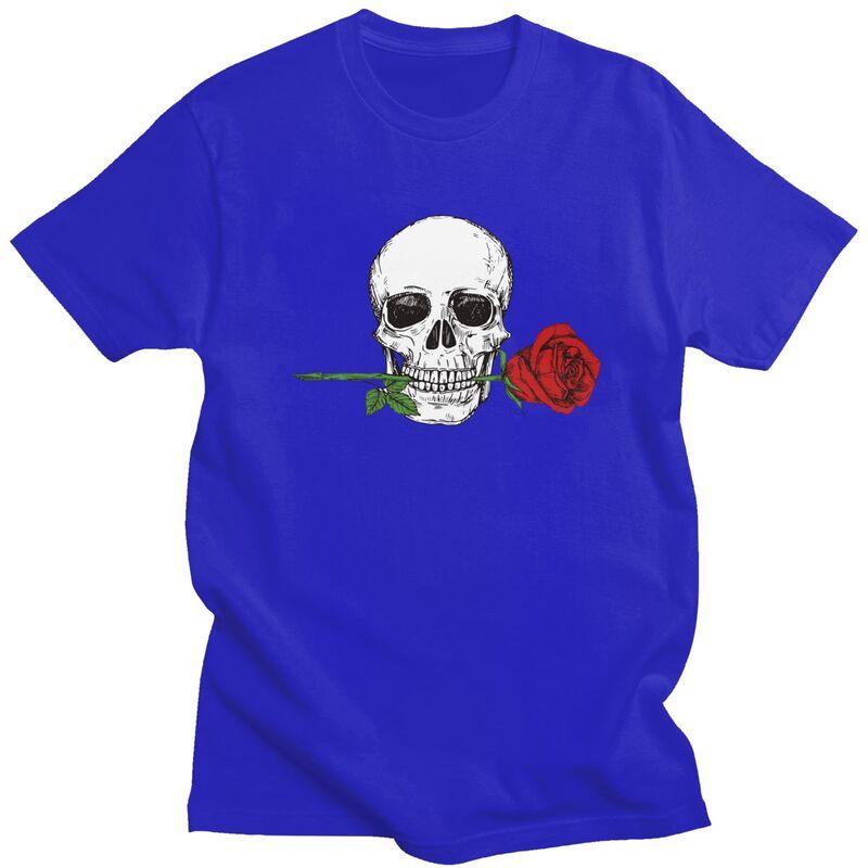 Custom Rose Skull T Shirt Men ShortSleeve Tshirt Casual Tee 100 Cotton Slim Fit Tshirt Merch