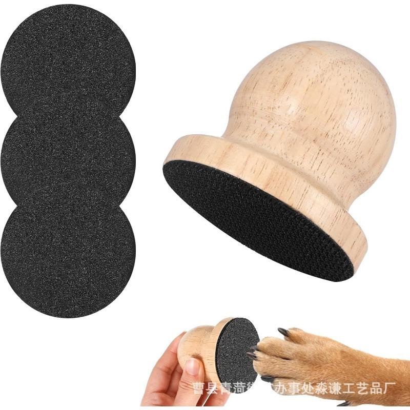 Wooden Pet Cat and Dog Nail Scraper Solid Wood Pet File Board Convenient Round Cat Nail Repair Board