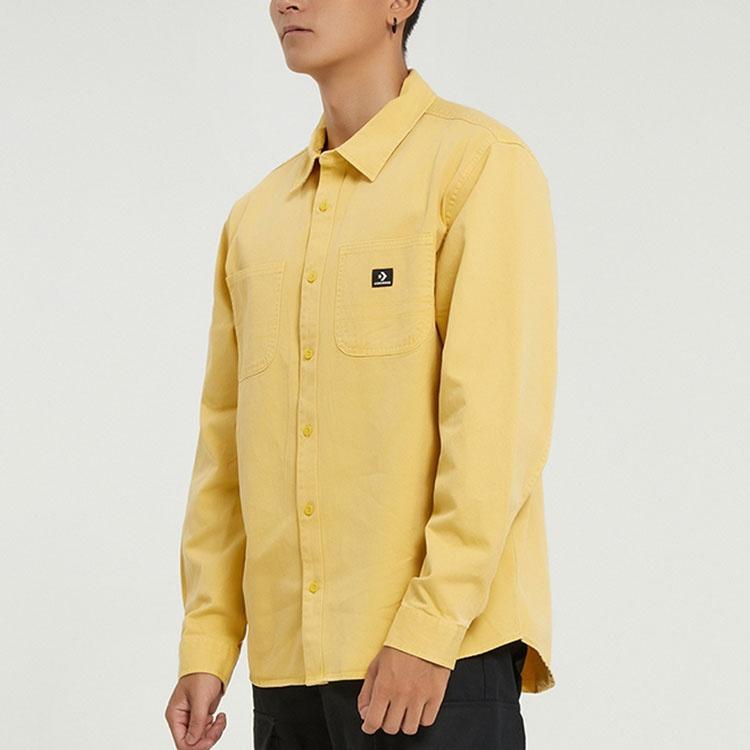 Men's Converse Casual Woven Button Cardigan Retro Long Sleeves Jacket Gold 10022012-A03