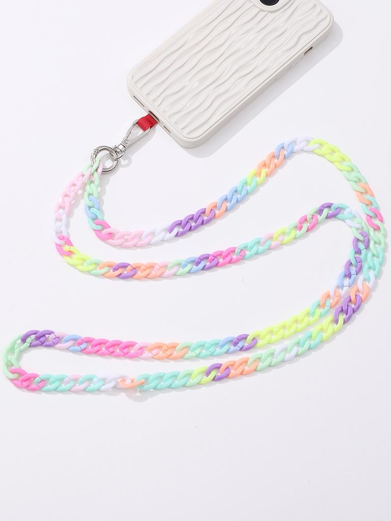 Jelly Color Chain Colorful Acrylic Chain Long Oblique Cross Phone Hanging Rope
