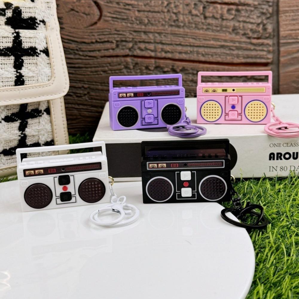 

Acrylic Radio Shape Keychain Retro Tape Recorder Pendant Recording Key Ring Birthday Gifts рожевий