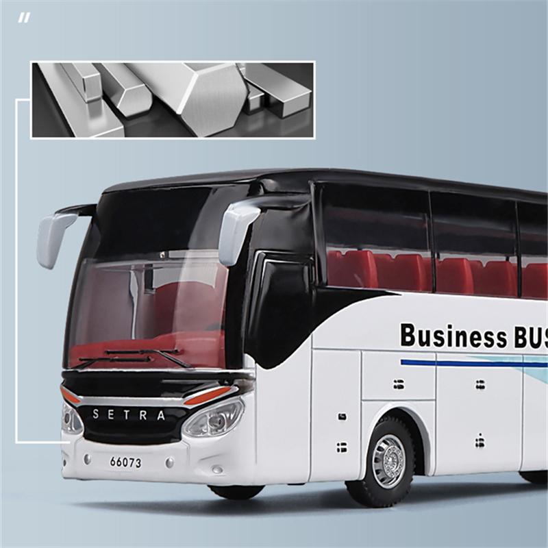 1/32 Electric Tourist Toy Traffic Bus Alloy Car Model Diecasts Simulation Metal Toy Business Bus Model Sound and Light Childrens Gift