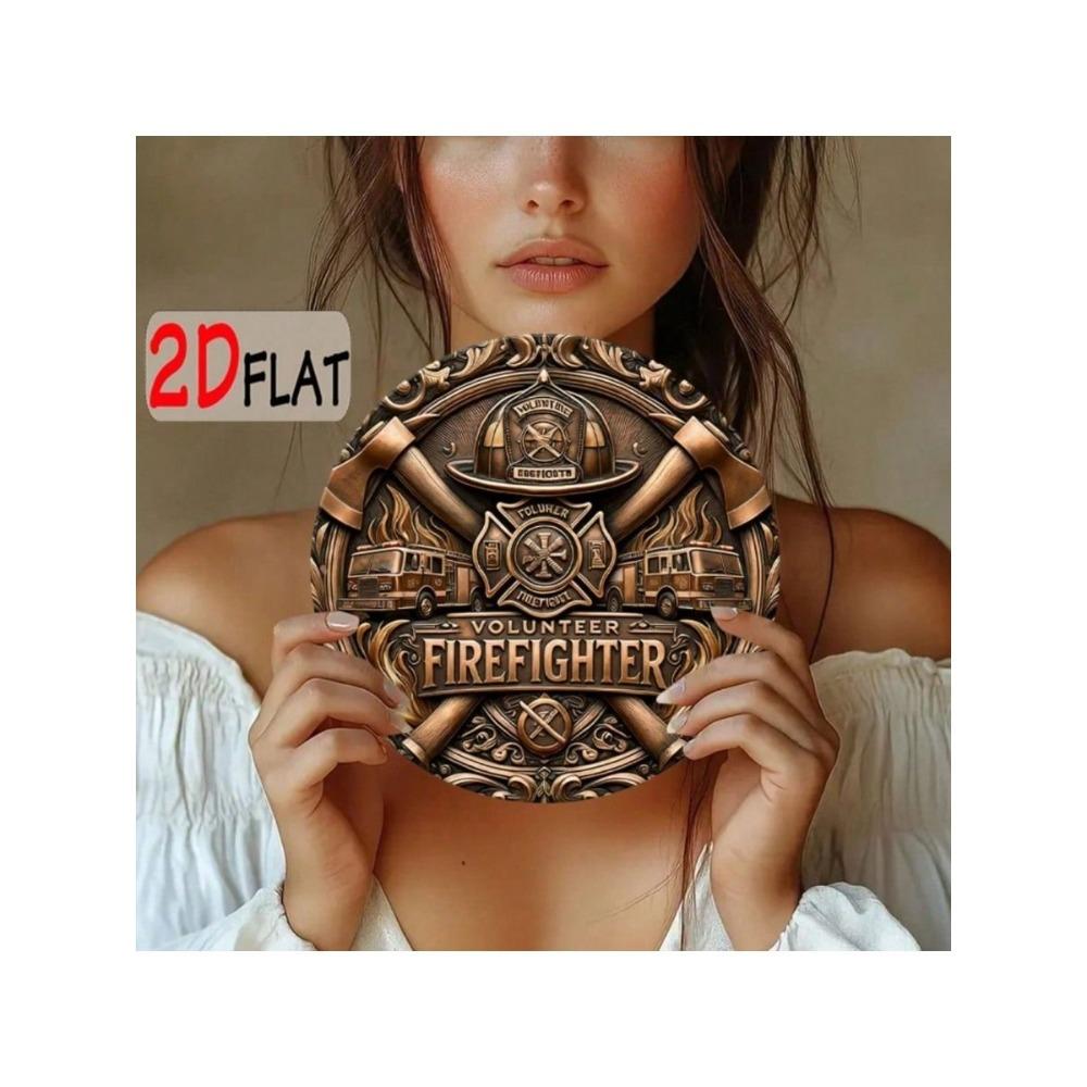 Firefighter Wall Decor Maltese Cross Helmet Metal Poster Garage Sign