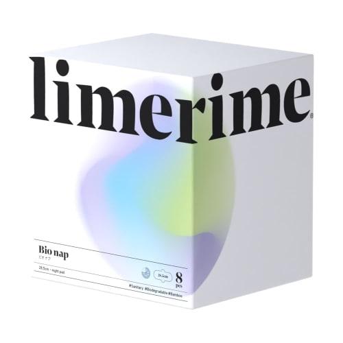 Limerime Bamboo Sanitary Pad Night (Absorbent Pads), 8 Pads, Night Use, 28.5cm, with Wings [Bio Nap], Natural Materials, Gentle On Skin, Antibacterial