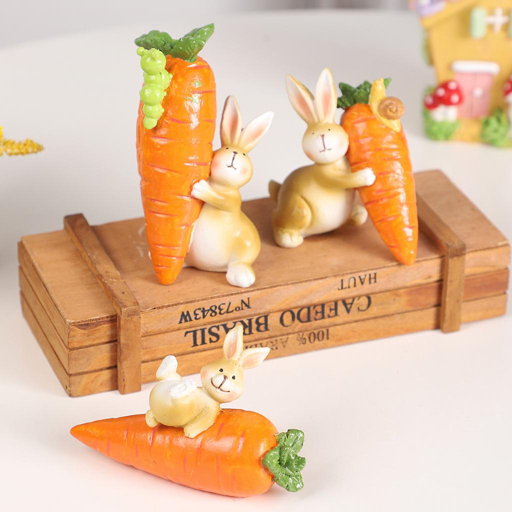 Easter Decorations, Ins, Cute Easter Ornaments, Rabbit Radish Resin Ornaments, Party Home Decorations, Holiday Gifts