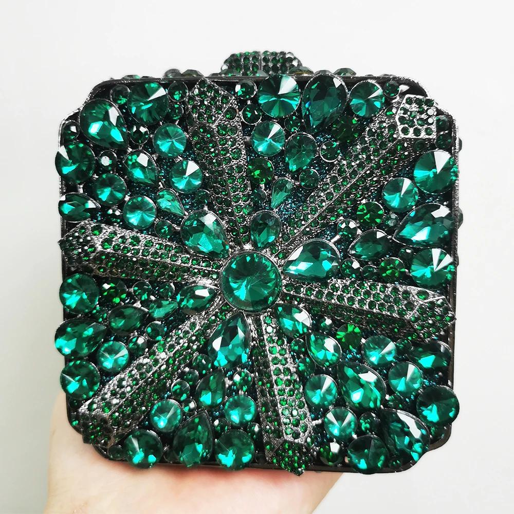Snow Blue/Red Crystal Evening Clutches WHTUOHENG Diamond Party Prom Minaudiere Luxury Rhinestone Wedding Bridal Party Purse