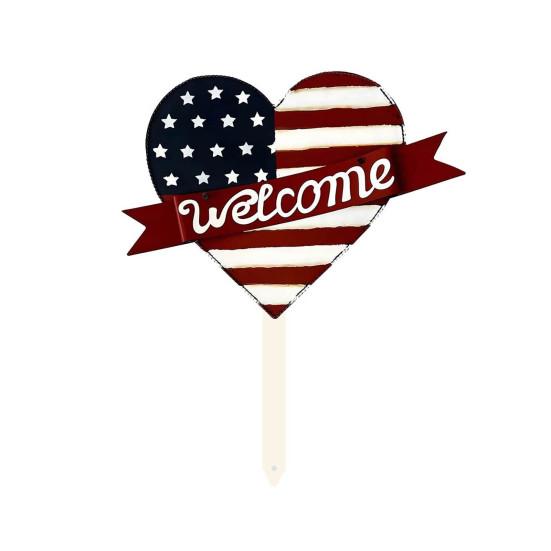 

Fourth of July Garden Stake Stars And Stripes Eagle Yard Art Stake American Patriotic Stake for Backyard Lawn Decoration C