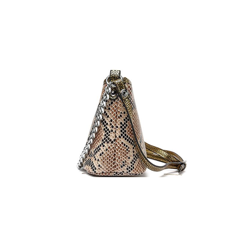 Gradient Snake Pattern Small Shoulder Bags 2025 New Fashion Chain Bucket Bag Street PU Leather Women'S Bag