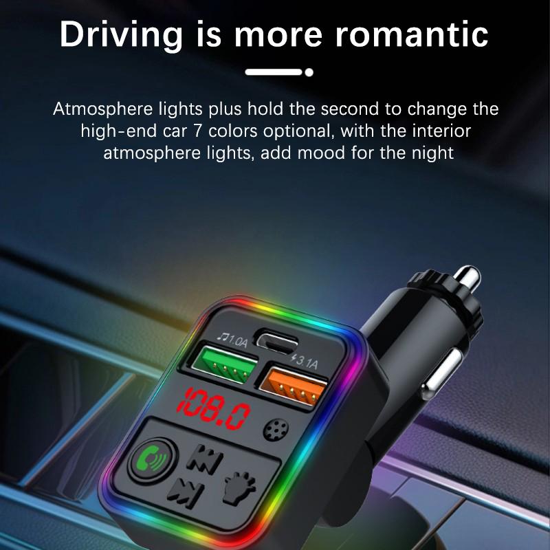 Bluetooth adaptér do auta 5.3 FM vysielač MP3 prehrávač Hudby Handsfree volanie Audio prijímač Typ-C PD USB Rýchla nabíjačka do auta