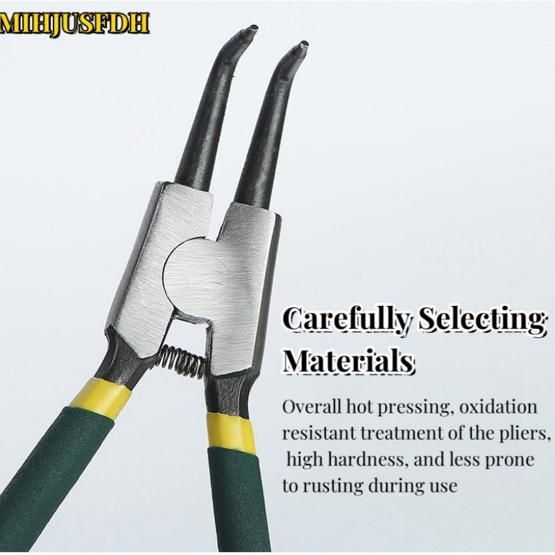 Unelte pentru Repararea Mașinilor 7 inch Clește Circlip Intern și Extern Clește Curbați cu Mâner din Plastic Instrument de Îndepărtare Clește Inel de Siguranță