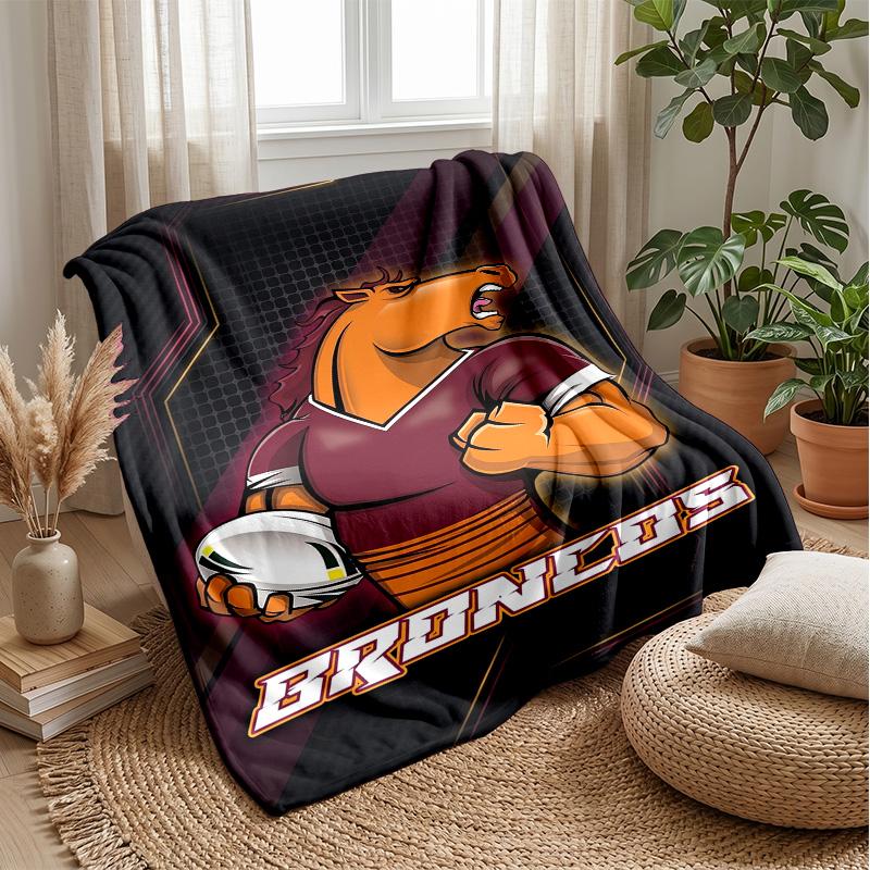 Coperta in Pile Flanella Brisbane Broncos Coperta Calda e Accogliente per Divano Letto Viaggio Uso Stagionale