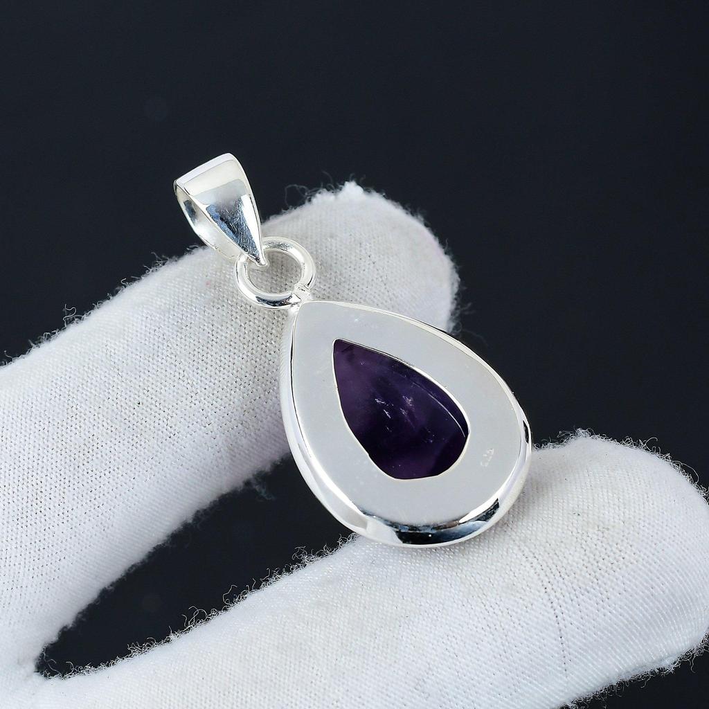 Pendentif en argent sterling 925 avec améthyste naturelle - Design fait main, bijou de tous les jours, pendentif unique, cadeau de fiançailles