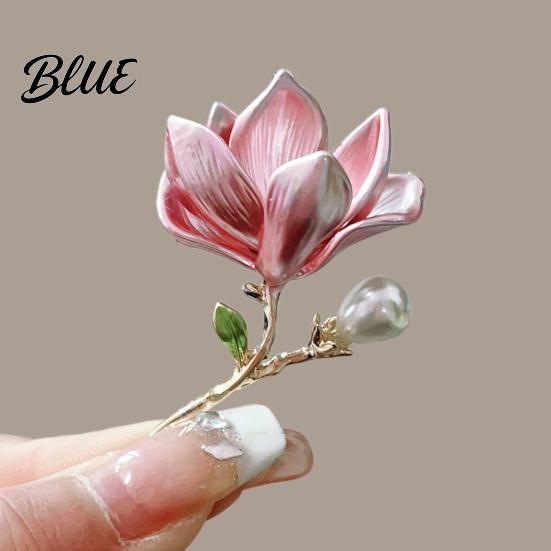 Long-lasting Brooch Magnolia Zinc Alloy Pin with Oil Dripping Process