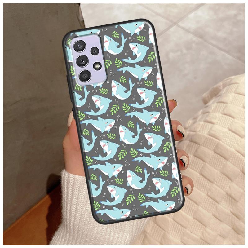 Cartoon Sharks Case For Samsung Galaxy A14 A34 A54 A12 A22 A32 A42 A52 A13 A23 A33 A53 A50 A51 A71 Cover