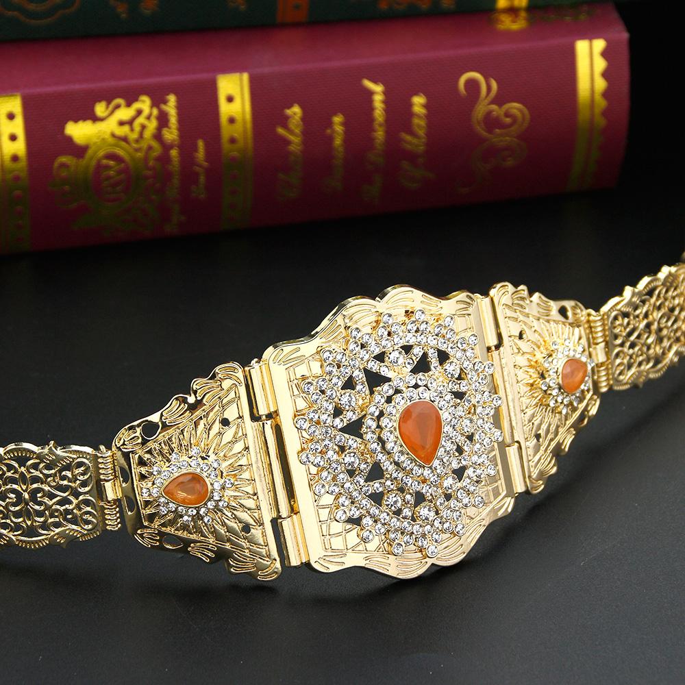 Gold Color Women Waist Chain Belt Bride Jewelry Crystal Body Chain Belt Wedding Jewelry