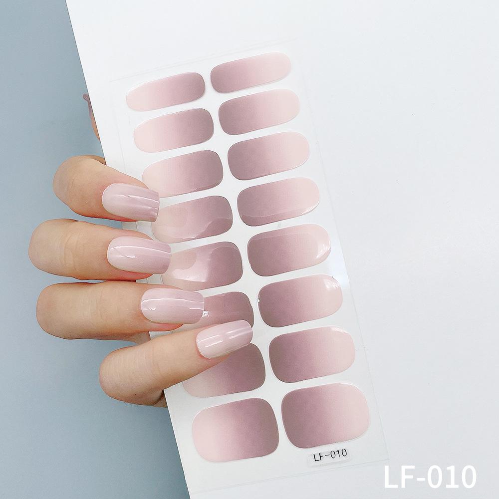 LF No-Bake Waterproof Gel Nail Stickers - Solid, Glitter, Color Block, Gradient Full Cover
