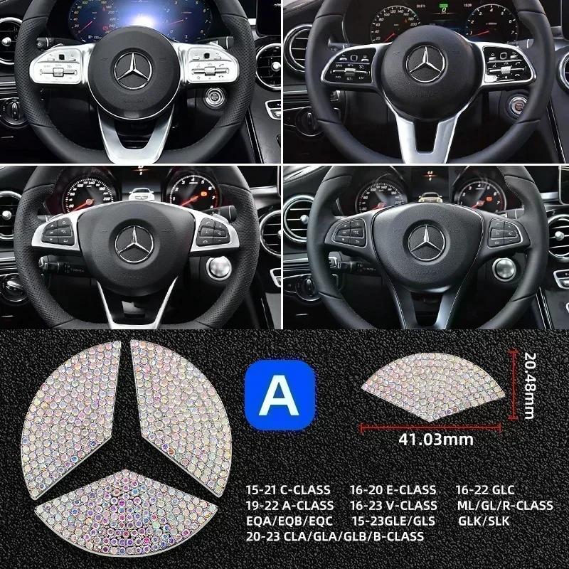 Car Steering Wheel Emblem Crystal Diamond Sticker For Mercedes Benz A B C E Class GLA CLA GLC GLK GLE Series Accessories xxx1