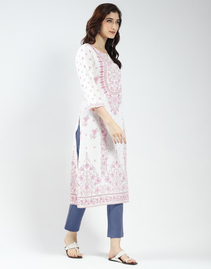 Monte Carlo Women's Regular Fit 3/4 Sleeve Printed Kurti