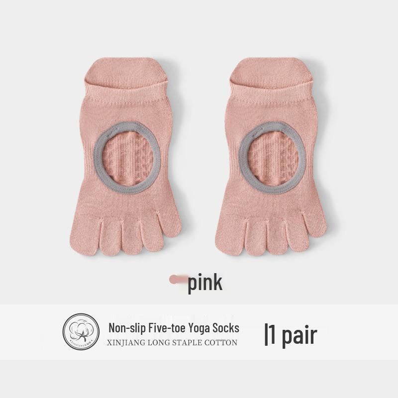 Women's Anti-Slip Yoga & Pilates Five-Toe Socks - Summer Thin, Pure Cotton Toe Separator Boat Socks