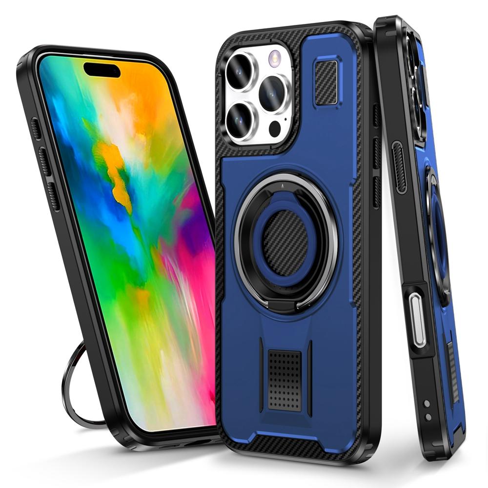 Pouzdro pro Apple iPhone 16 15 14 Plus 13 12 Pro Max s otočným kroužkem na prst a stojánkem, plastové TPU, nárazuvzdorné zadní kryty 2 v 1