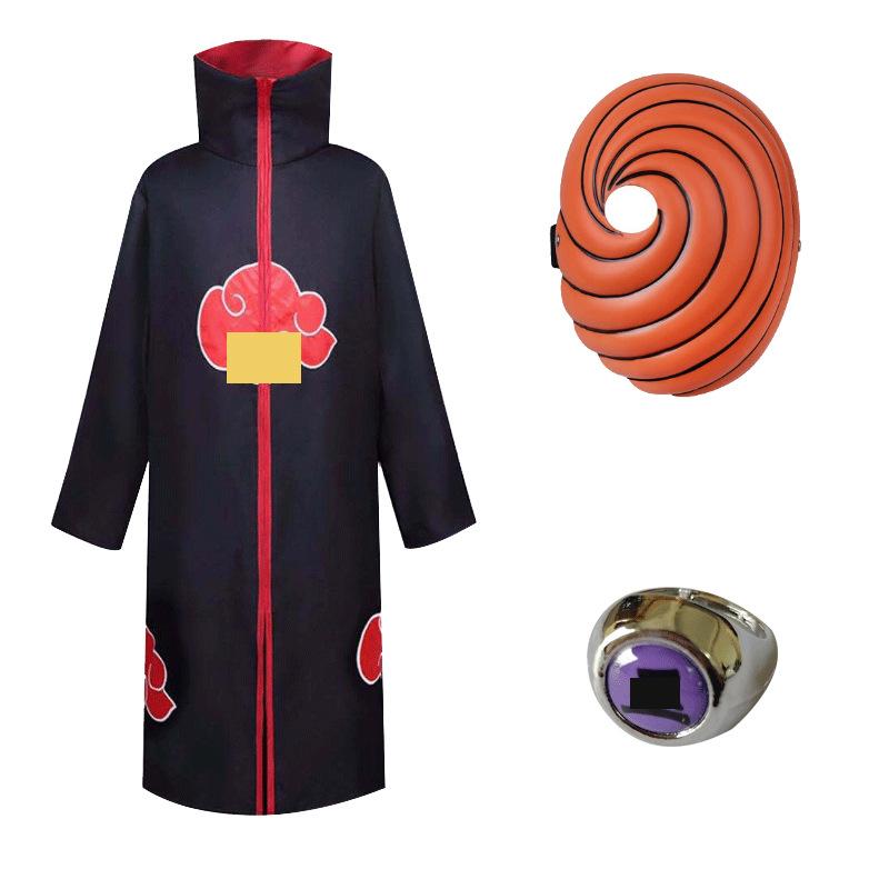 Hot Sale Anime Ninja Akatsuki Organization Cloak Set Forehead Ring Headband Necklace Kuwo Handsword Set