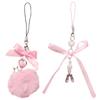 Plush Ball Bowknot Hanging Pendant Sweet Phone Strap Bag Decoration Portable Y2K Hanging Lanyard for Girls Women