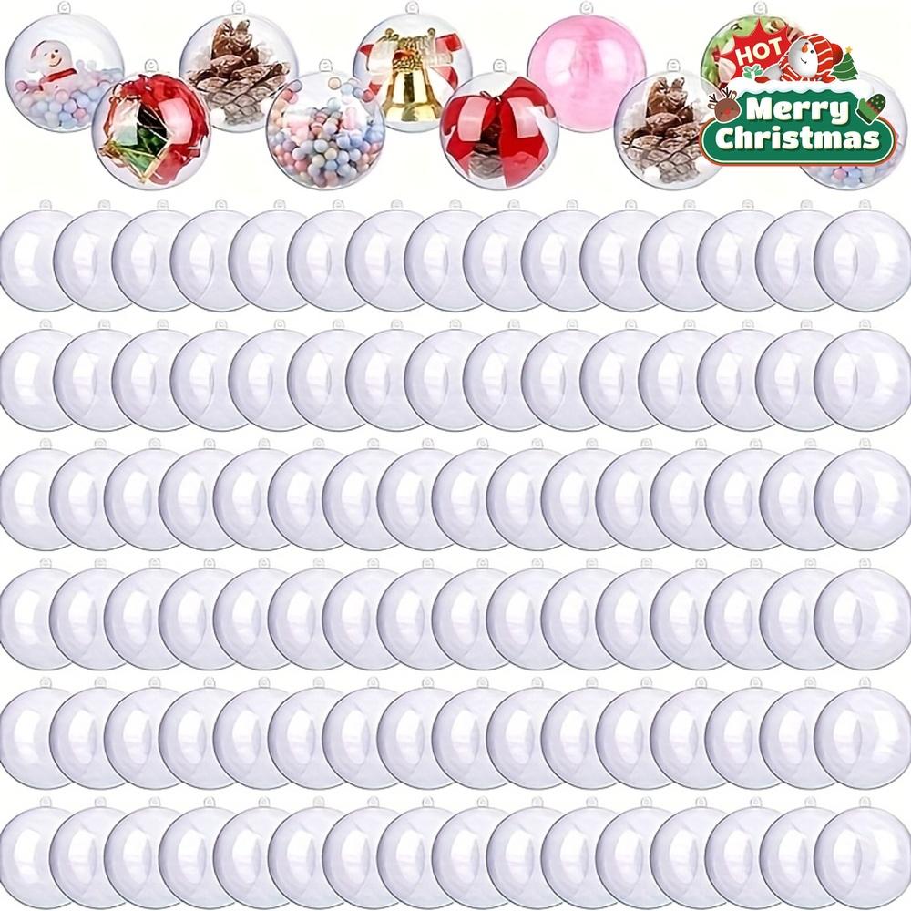 

20 шт. Рождественские подвесные украшения в виде шаров, прозрачные пластиковые круглые шары, наполняемые украшения, декор для вечеринки, свадьбы, Рождества, декор для сцены 4cm