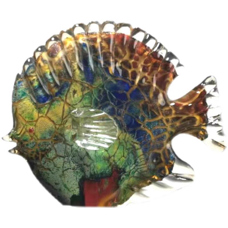 Mehrfarbig gefleckter tropischer Fisch, zarte Glasskulptur, edle Heimdekoration, Glasfisch, exquisite Zimmer- und Heimdekoration, Kunsthandwerk