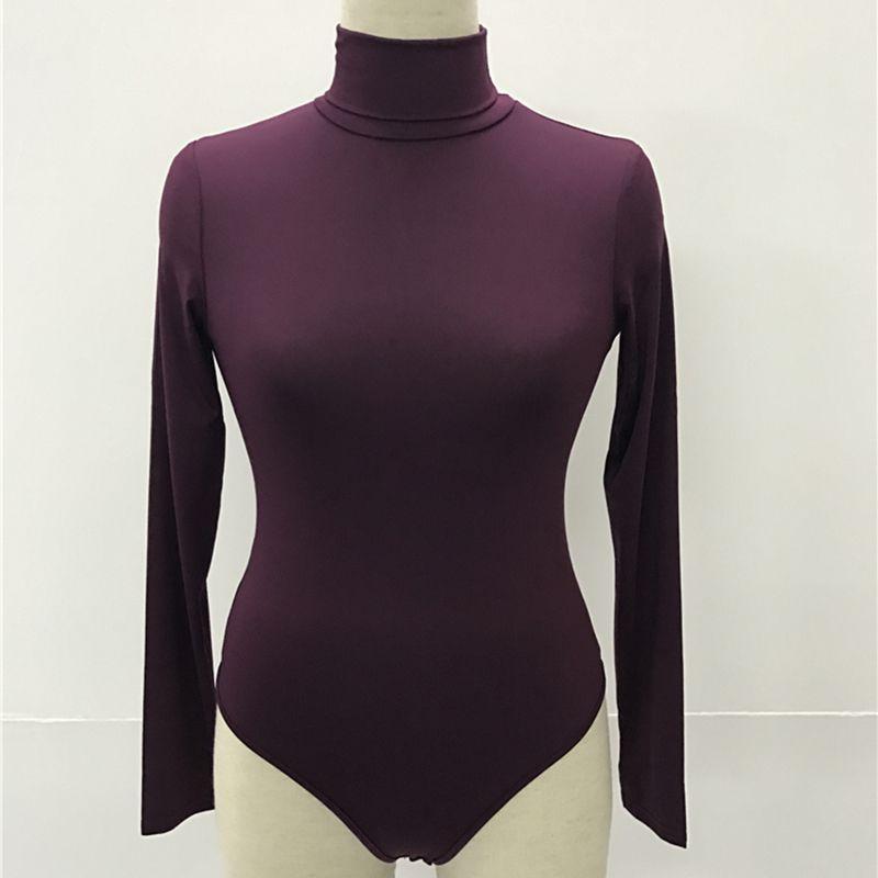 Winter Turtleneck Women Long Sleeve Basic Bodysuit Stretch Solids Tshirt Top