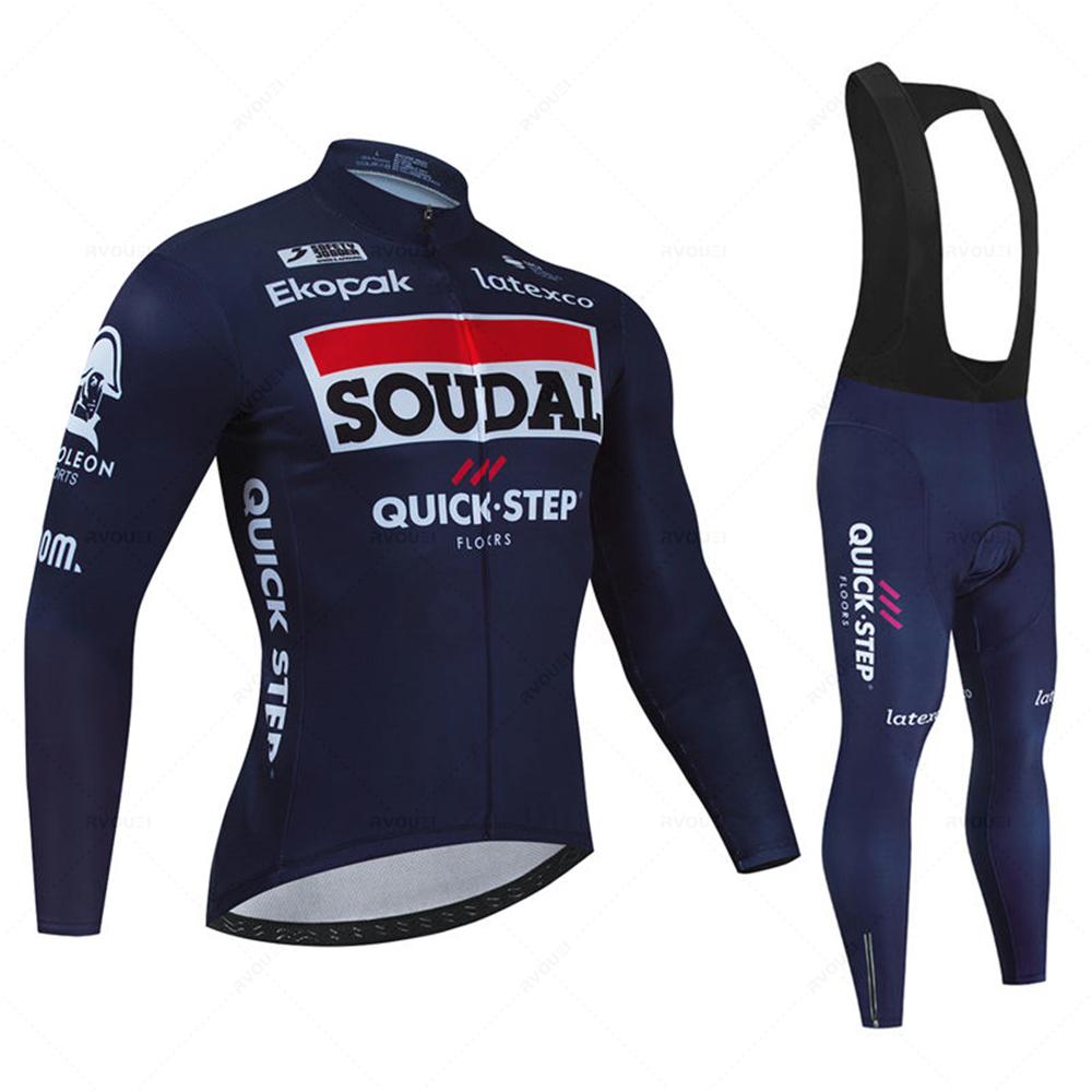 

Новий набір професійної осінньої велоформи Soudal Quick Step Дихаюча з довгим рукавом одяг для МТБ велосипеда Бельгійський костюм Roupa Ciclismo M