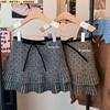 Gray Polka Dot Wool Blend A-Line Short Skirt for Women - Hip-Hugging, High-Waisted, Miu Style, Perfect for Autumn/Winter, Ideal with Boots.