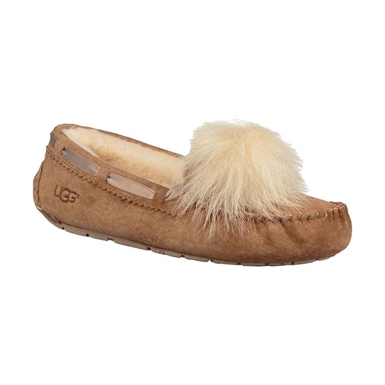 (WMNS) UGG Dakota Pom Pom Slip On Brown Women's 1019015-CHE