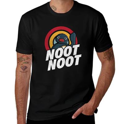 Noot Noot Funny Penguin Vintage Rainbow Distressed Tshirt Antifade Casual Tee Shirt