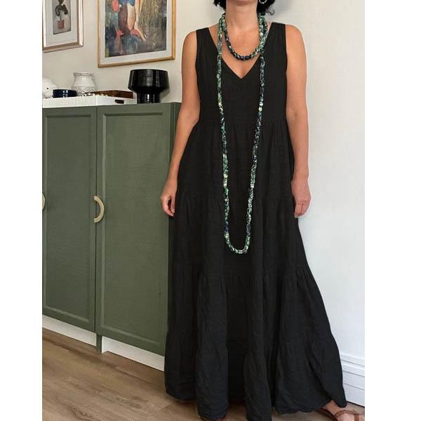 

Женское летнее модное однотонное платье большого размера с V-образным вырезом, длинное, без рукавов XXXXXL